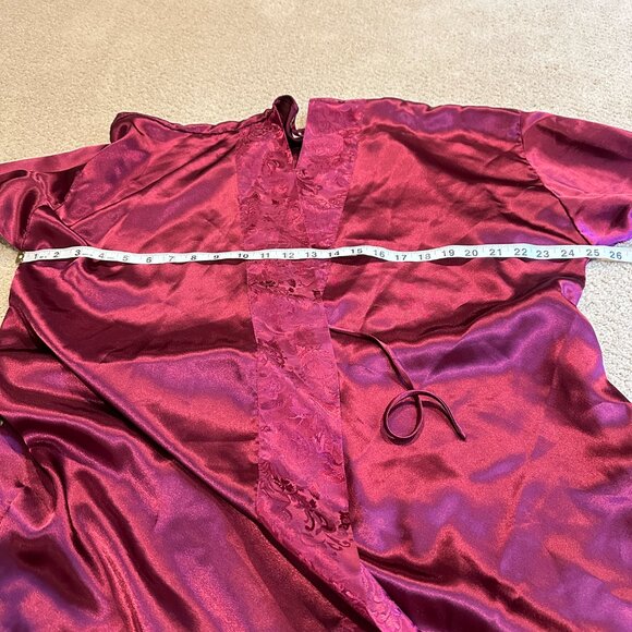 VS Victorias Secret Robe Kimono Gold Label OS Satin Wrap Short Berry Vintage Y2K - Picture 7 of 13